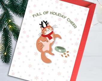 Funny Cat Christmas Card | Full of Holiday Cheer | Gift for pet parent, vet, petsitter, cat lover | Card from cat