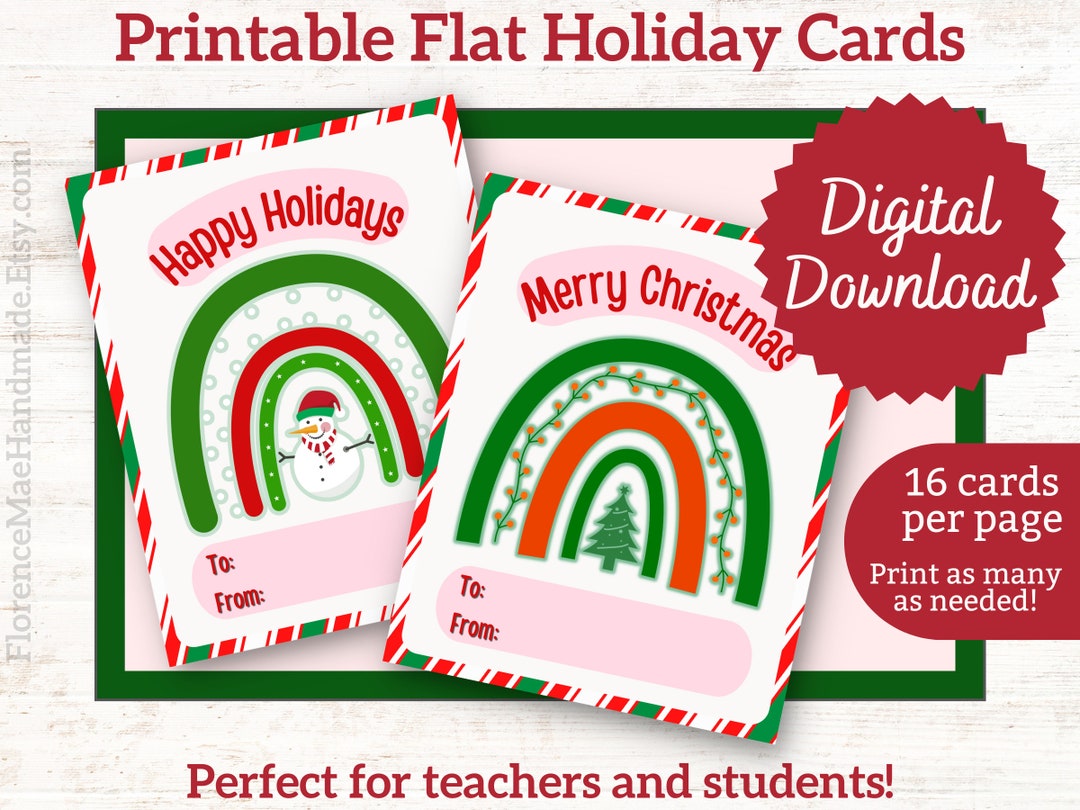 Classroom Holiday Christmas Cards - Students Card Exchange, Printable ...