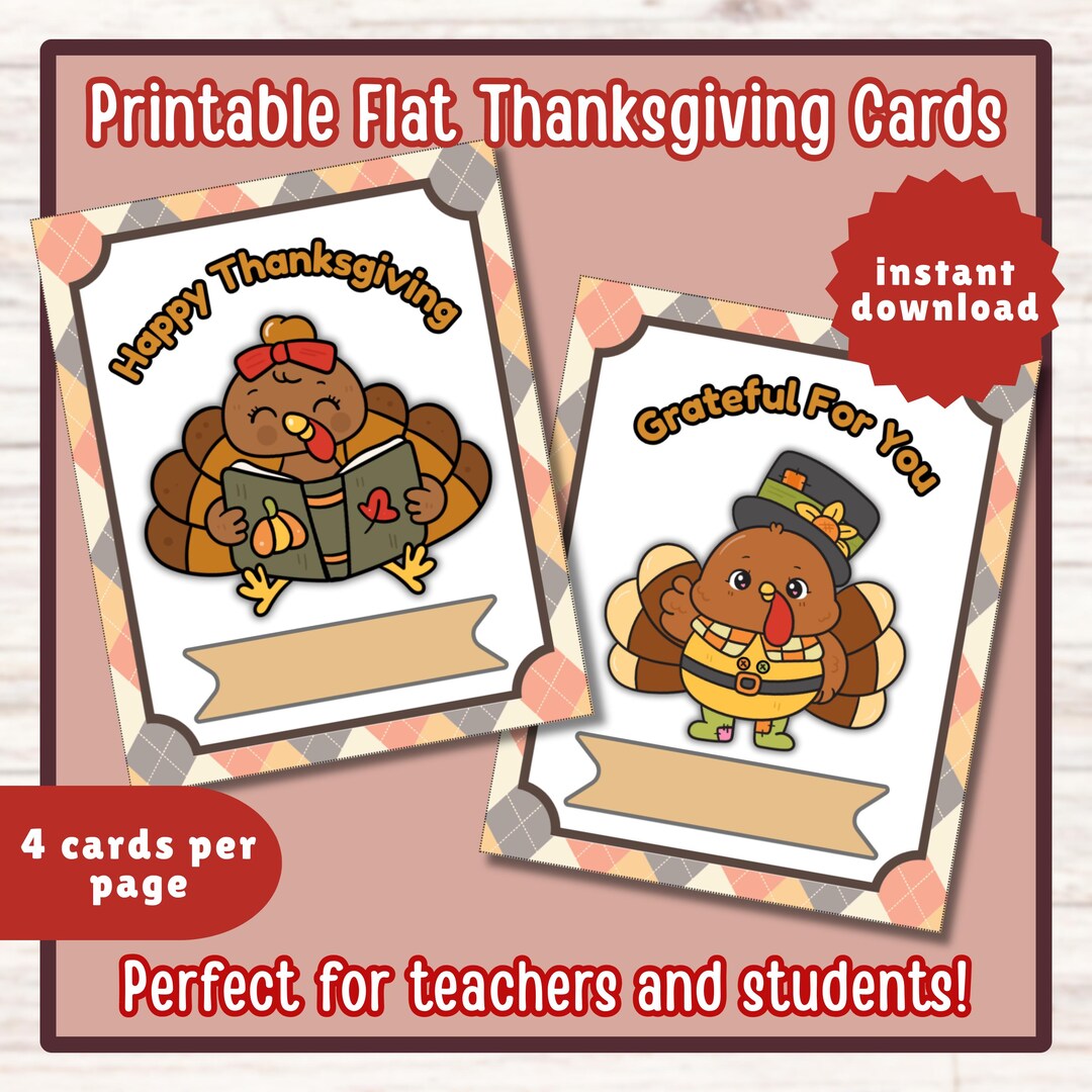 Printable Thanksgiving Cards: Students & Teachers Card Exchange ...