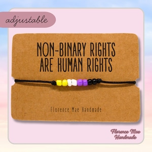 Nonbinary Pride Bracelet Anklet | Beaded | Adjustable | Pride Jewelry | LGBT+ | Genderfluid | Queer | Trans Lives | Gay Pride | Equality