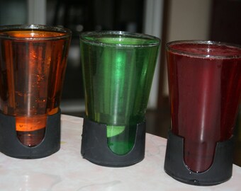 Vintage Set 6 Smoky Black GLAS SNAP II Corning Glass Tumblers Halloween Party Cups