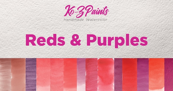 Red & Purple - Matte Handmade Watercolor Paint Half Pan