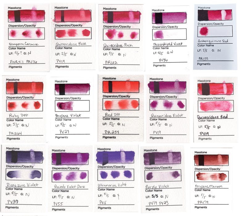 Red & Purple - Matte Handmade Watercolor Paint Half Pan image 2