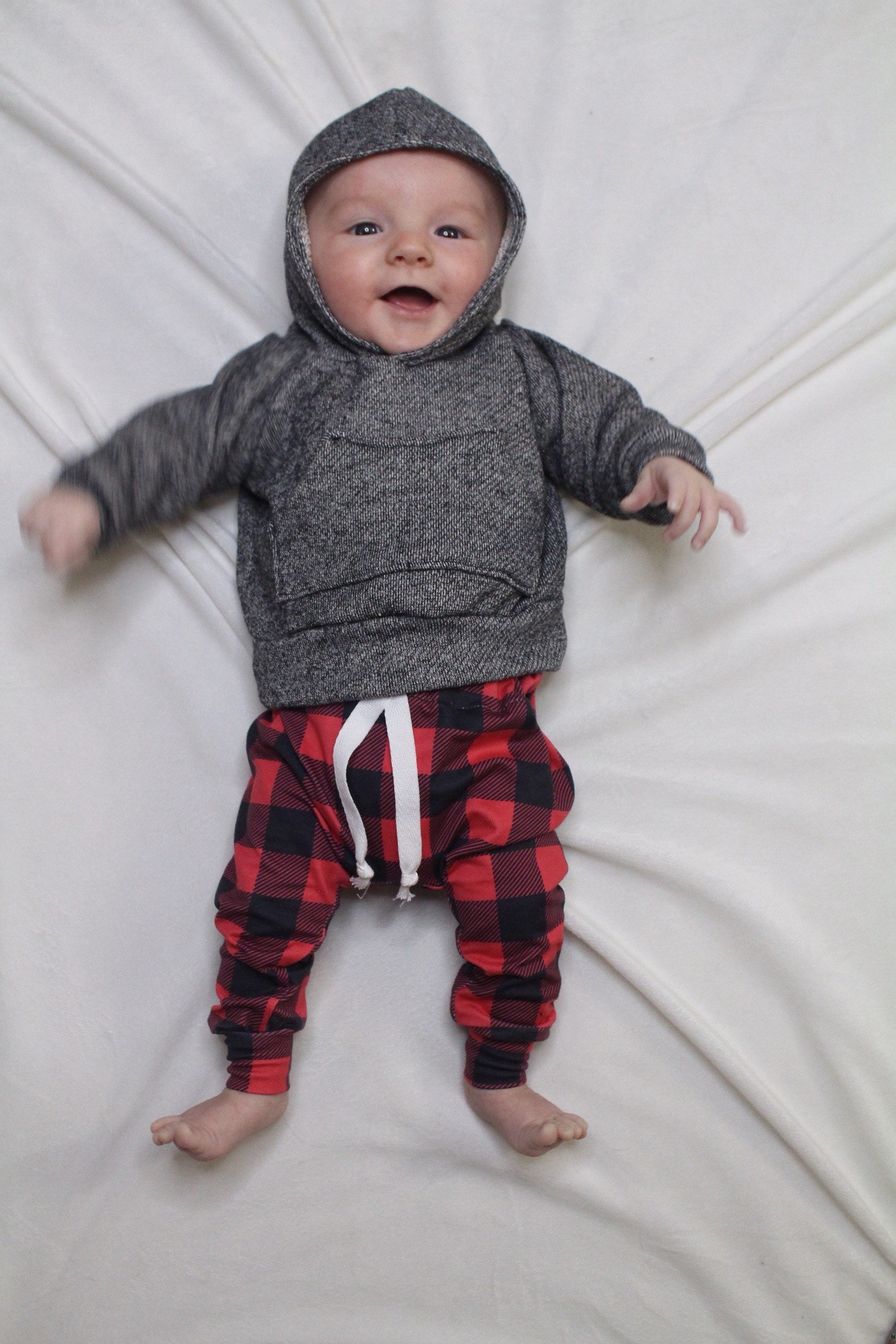 Buffalo plaid baby boy outfit charcoal hoodie black baby | Etsy