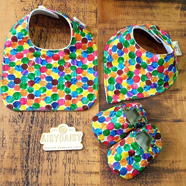 Hungry Caterpillar Spots - Dribble Bibs, Shoes, Headband or Bow tie