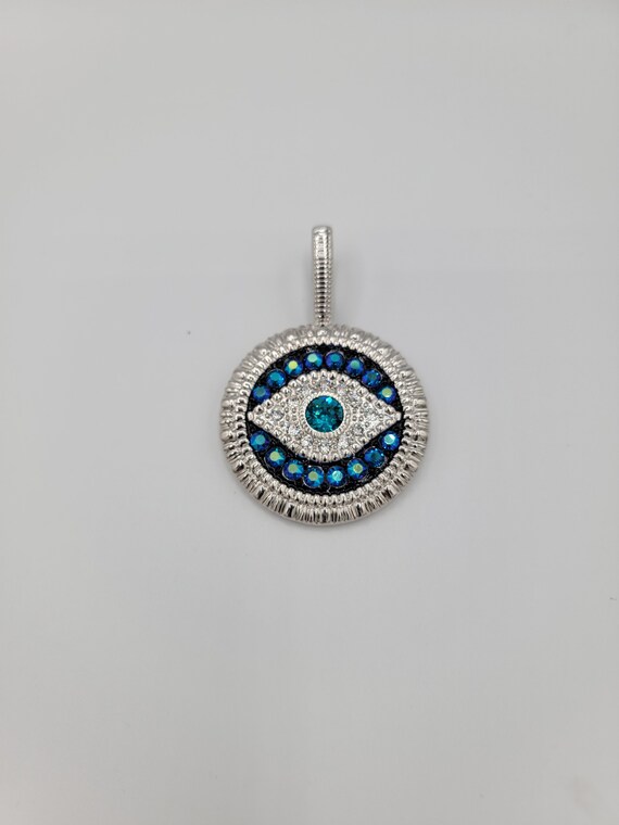 Stunning FAC Butler Crystal Evil Eye Pendant - image 3