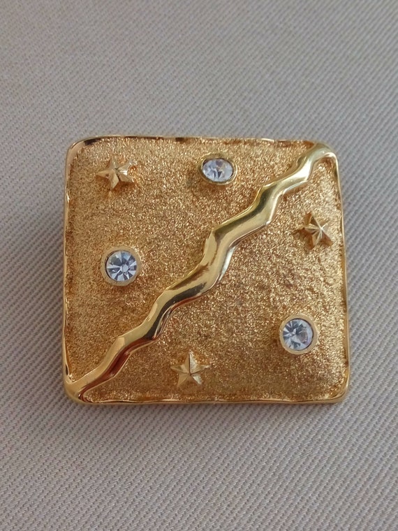 Vintage Signed Park Lane Brooch or Pendant Abstract Gold Tone