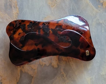 Vintage Alexandre de Paris Hecho a mano en Francia Faux Tortoise Shell Hair Clip