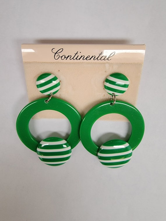 Large Vintage Continental Green and White Mod Dan… - image 5