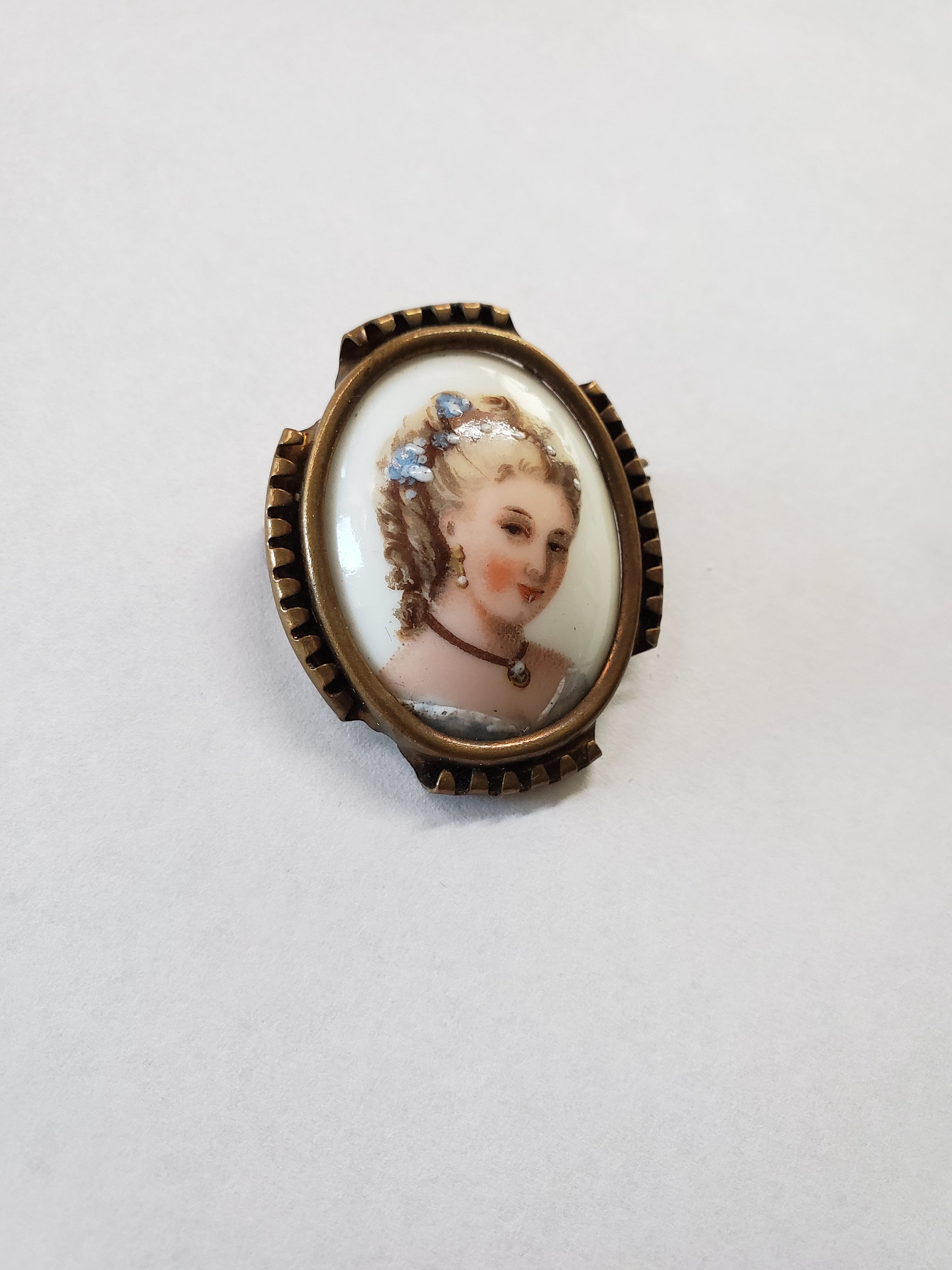 Vintage Limoges France Porcelain Lady Oval Brooch Pin - Etsy