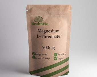 Magnesium L Threonate 500mg Capsules 99% Pure Vegan Capsules Improved Sleep Cognitive Support Brain Health Pure and High Absorption Formula