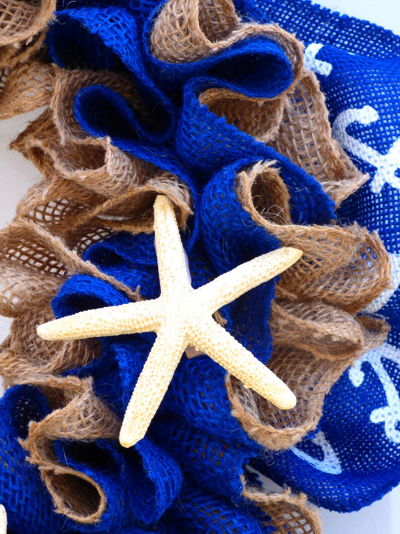 Summer Wreath for Front DoorCoastal WreathNautical WreathBeach WreathSummer Wreath BurlapNautical Wedding DecorFront Door