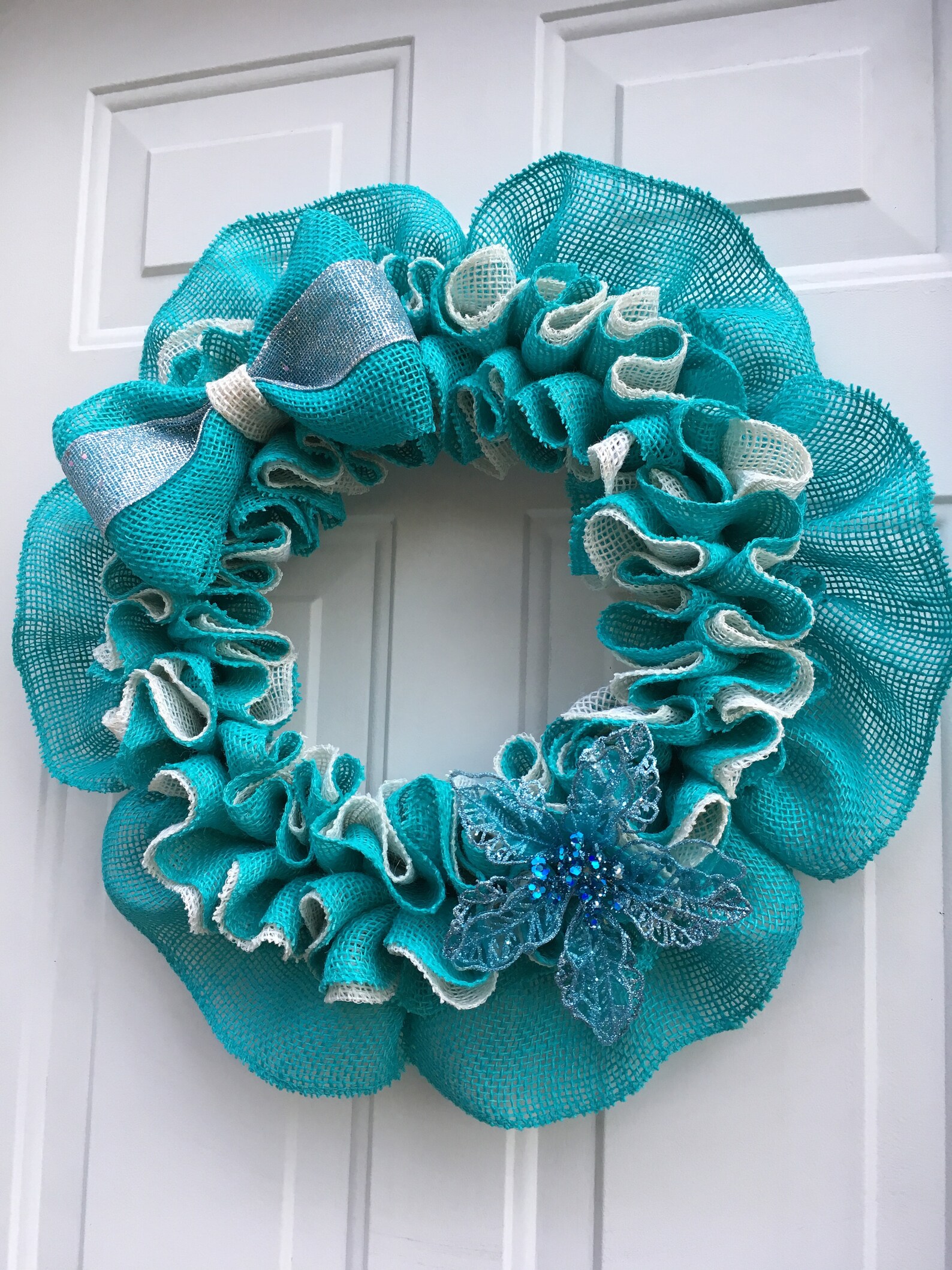 Modern Wreath/winter Wreath Front Door/blue White Christmas Etsy
