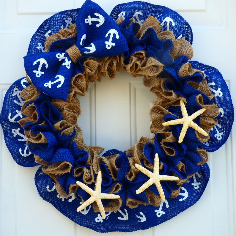Summer Wreath For Front Door Coastal Wreath Nautical Etsy