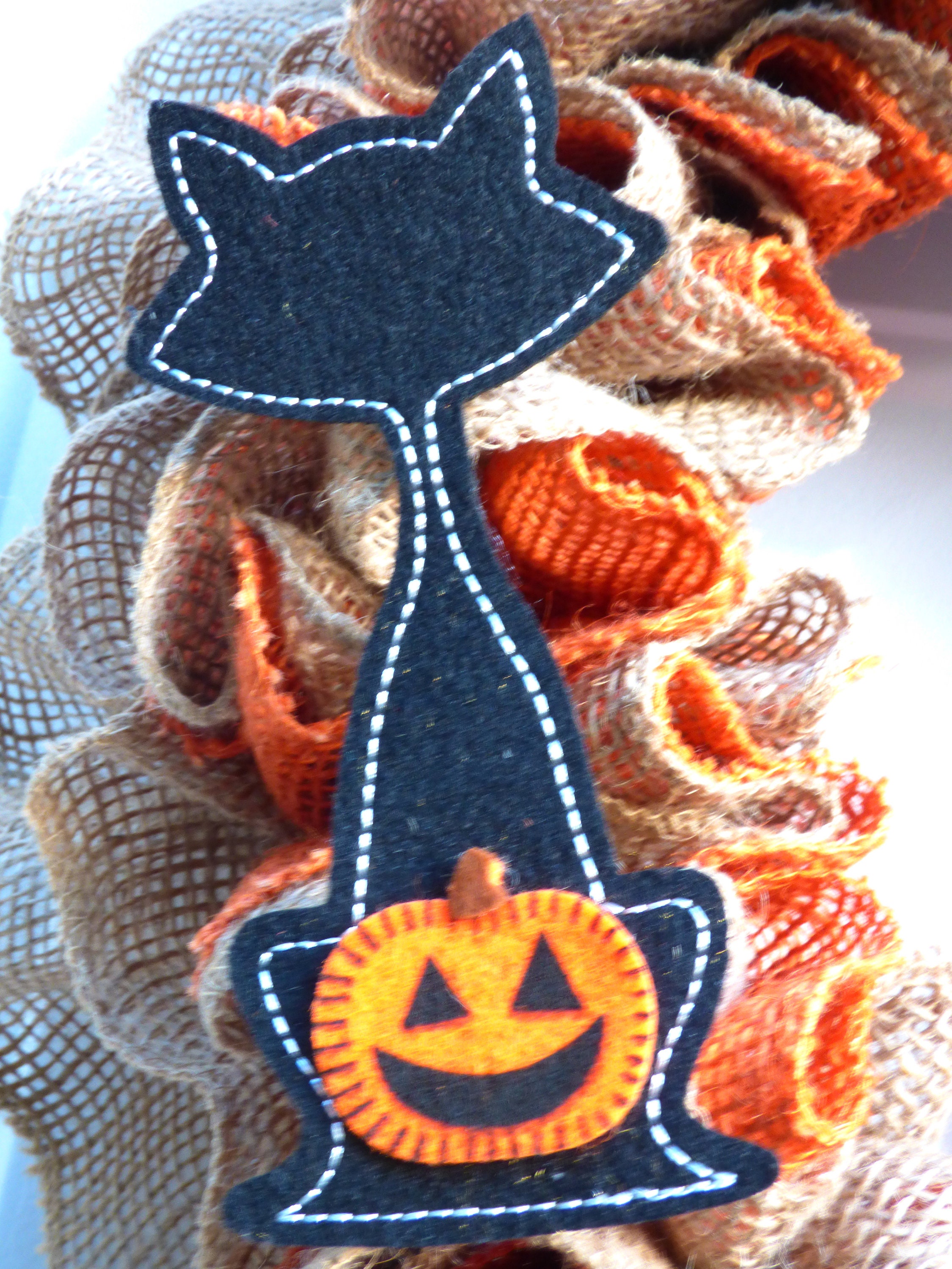 Halloween Wreath Halloween Cat Wreath Halloween Wreaths for Etsy