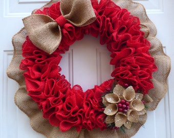 Holiday Wreaths Front Door/Burlap Christmas/Modern Winter Wreaths/Christmas Burlap Wreath/Burlap Wreath/Winter Burlap Wreath/Holiday Wreaths