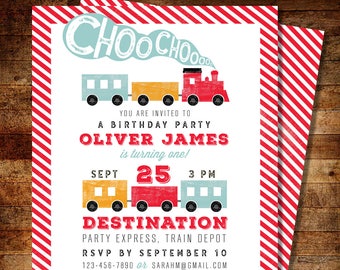 Printable Train Birthday or Baby Shower Invitation