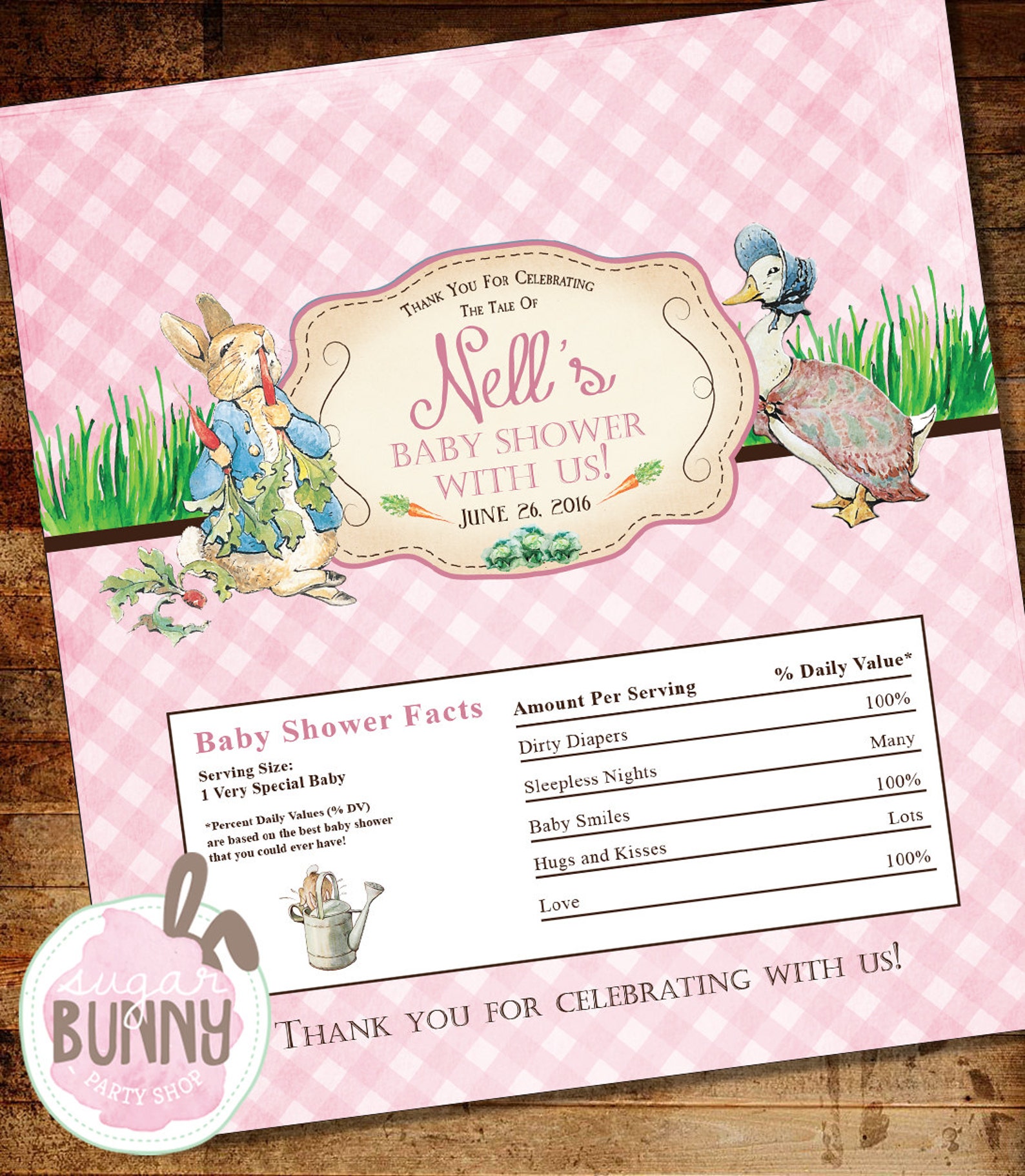 DIGITAL FILE Peter Rabbit Candy Bar Wrapper Birthday or Baby Shower - Etsy