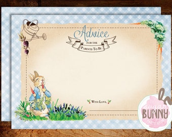 DESCARGA INSTANTE Tarjetas de consejos de Peter Rabbit, tarjetas de baby shower imprimibles para futuros padres, archivo digital imprimible