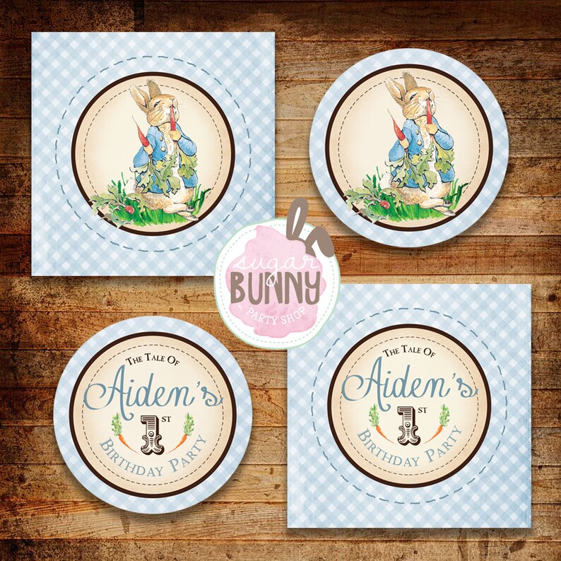 Peter Rabbit Name Labels Printable Peter Rabbit 1st Birthday or Baby Shower Cupcake Toppers ...