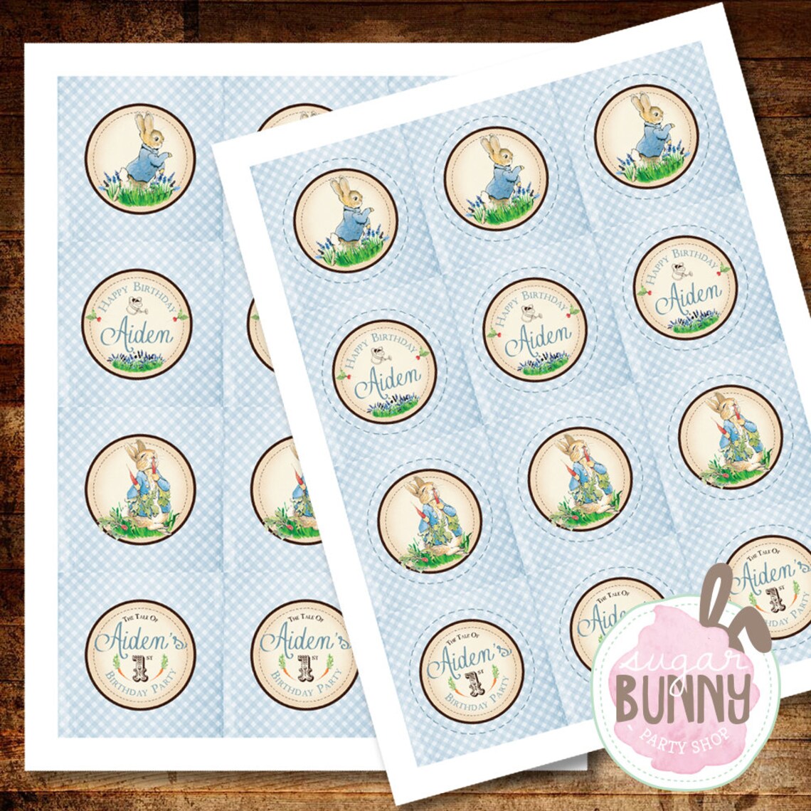 Peter Rabbit Name Labels Printable Peter Rabbit 1st Birthday or Baby Shower Cupcake Toppers ...