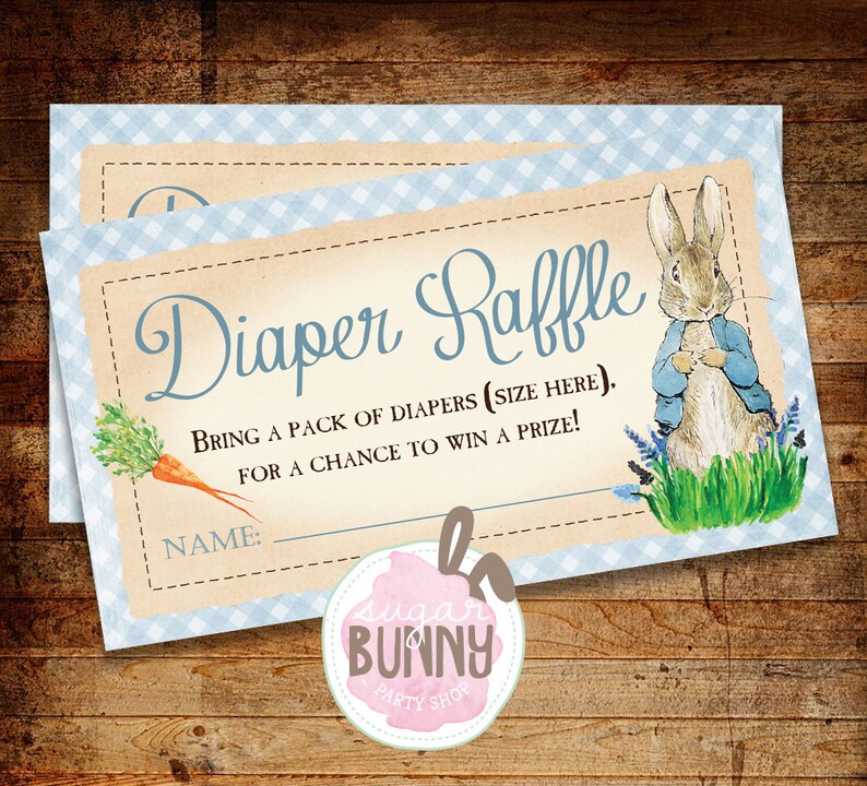 Peta Leaping Rabbit Raffle Printable (CUSTOM SIZE) Peter Rabbit Diaper Raffle Tickets - Etsy