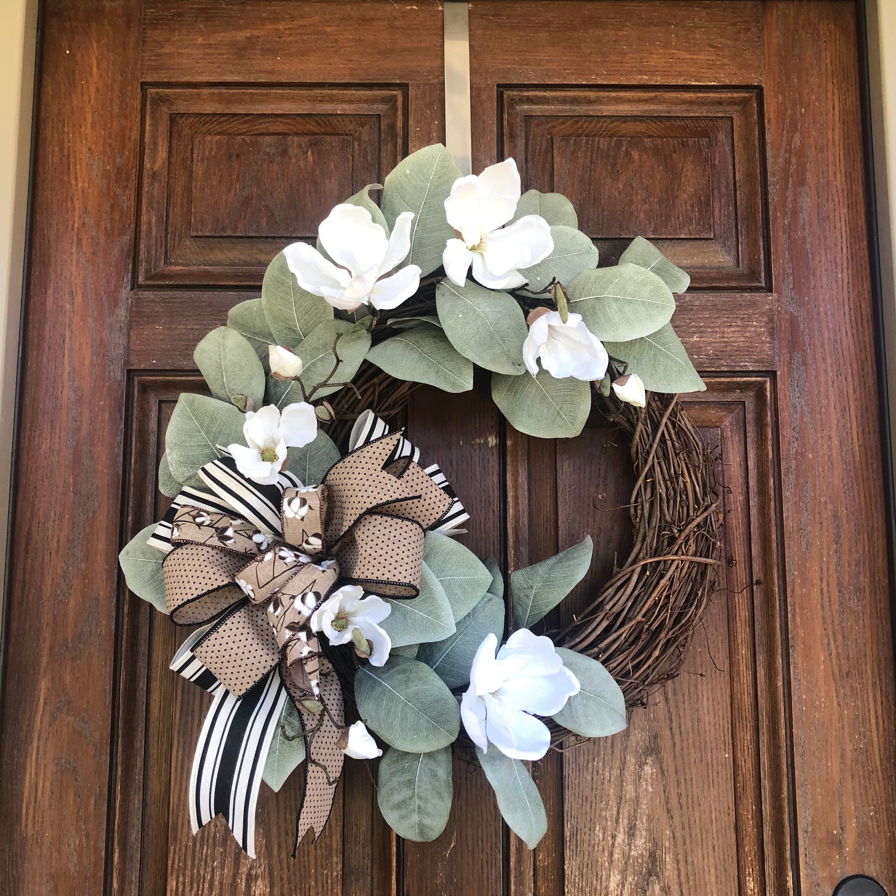 Simple Magnolia Wreath Double Front Door Magnolia Wreath Etsy