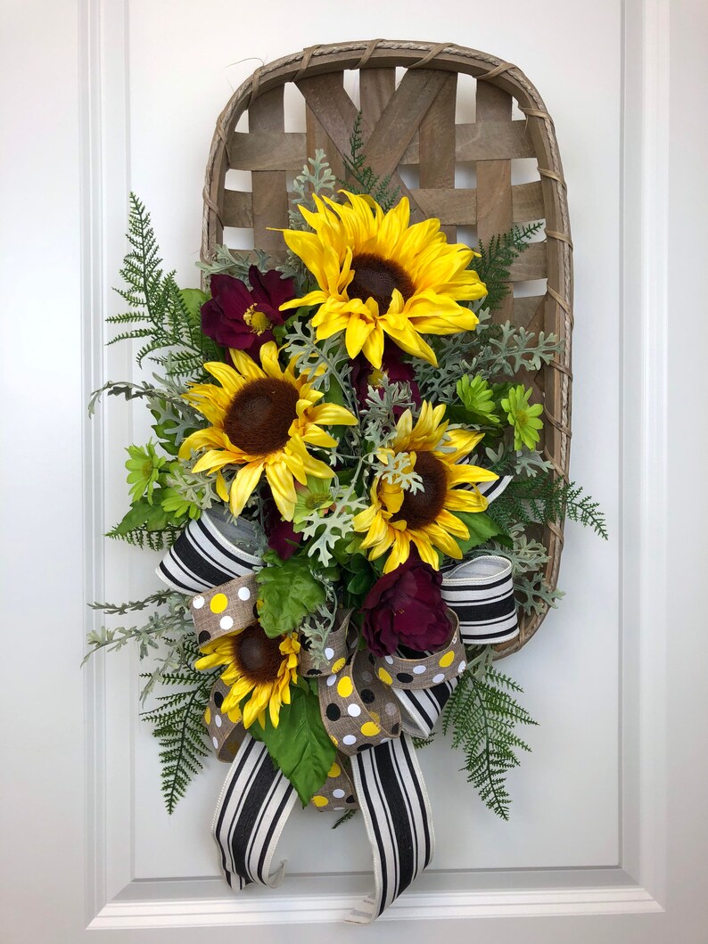 Sunflowers in Tobacco Basket Farmhouse Tobacco Basket Wall Etsy