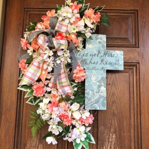 Easter Wreath for Front Door, Christian Easter Wreath, Easter Door Decor, Easter Religious Wreath, Cross Easter Wreath, Church Door Cross