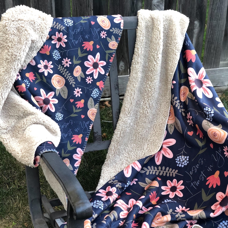 Jesus Sherpa Blanket, Divine Mercy Throw, Catholic Floral Fleece Etsy