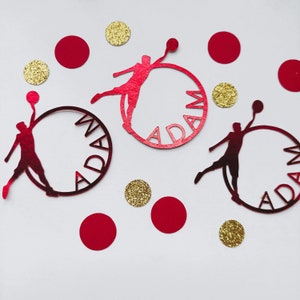 Confettis personnalisés, confettis de basket-ball, fête de basket-ball, fête personnalisée, cerceaux de confettis, joueur de basket-ball, match de basket-ball, fête d'anniversaire
