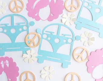 Groovy 70s Confetti: Peace, Love, Van Party Decor (120 pcs)