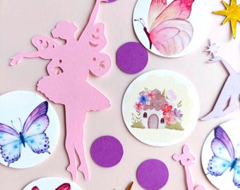 Fairy Garden Party Confetti • Butterflies, Stars & Fairy Houses • Magical Birthday Table Scatter (120 pcs)