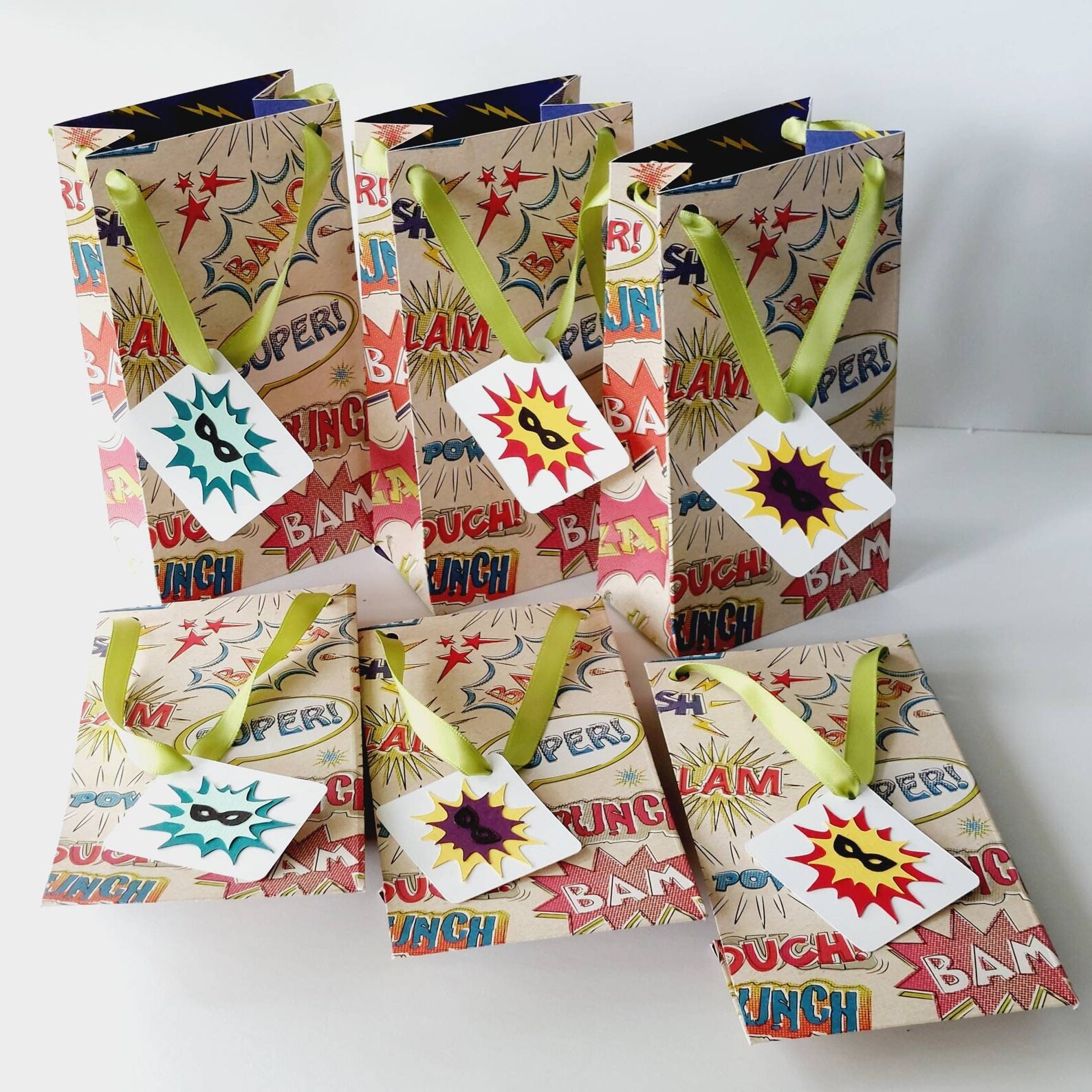 Superhero Party Bag Fiesta Superheroes 6 Pieces Gift Tag Etsy