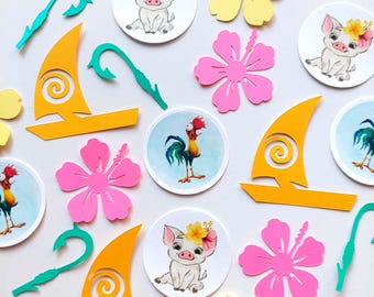 Confete para Festa Moana: Decoração Tropical para Mesa - 120 peças