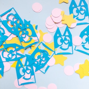 Bluey Birthday inspiriert Konfetti Blauer Hund-Geburtstags-Party-Geburtstags-Konfetti Kleinkind-Geburtstags-Party Freundlicher Hund 120 Stück - Benutzerdefinierte Farben