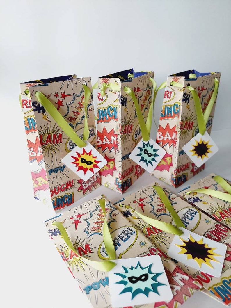 Superhero Party Bag Fiesta Superheroes 6 Pieces Gift Tag Etsy