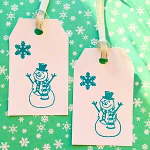 Snowman Gift Tags - Christmas Gift Tags - Blue Christmas - Chistmas favor tags- set of 8 - Christmas Party Favors