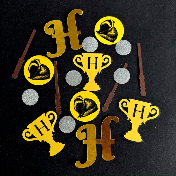 Hufflepuff Wizard Confetti  Yellow & Black Party Decor 120 pcs