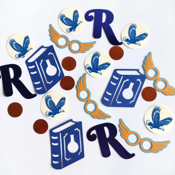 Ravenclaw Wizard Confetti: Blue, Bronze, Eagle Party Scatter (120 pcs)