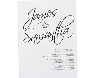 elopement reception party invitations casual wedding etsy