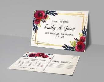 Floral Frame Save the Dates, Wedding Save the Date Postcards, Announcement for Friends Save the Date Cards, Calendar Save the Date std123