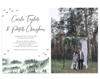 Minimalist Elopement Wedding Announcement Custom Cards #721