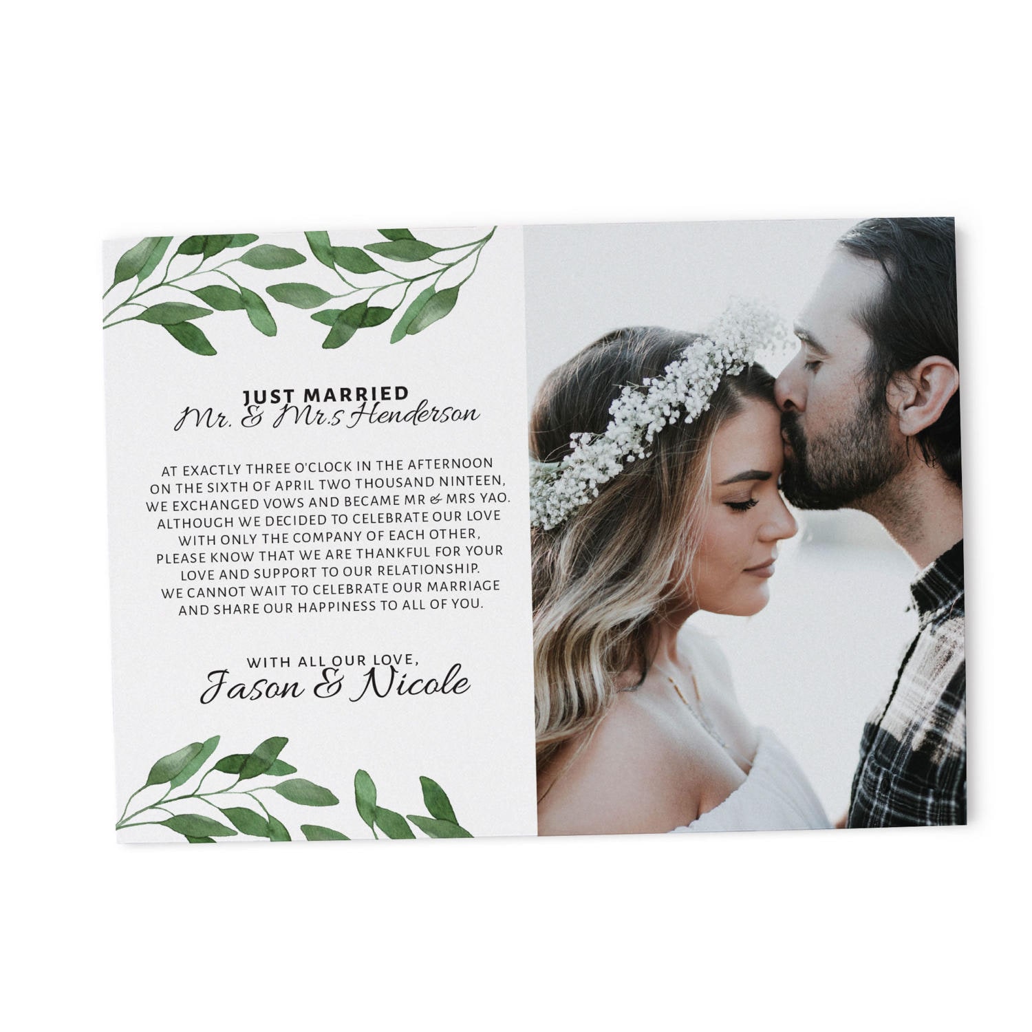 Elopement Announcement Cards Wedding Announcement Cards