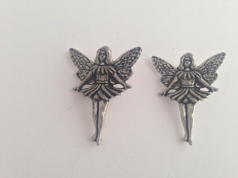 C14 Standing Fairy Antiqued Fine English Pewter Cufflinks Handmade In Sheffield