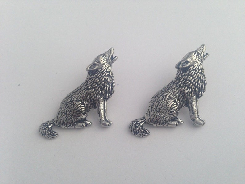 C18 Wolf Antiqued Fine English Pewter Cufflinks Handmade In Sheffield