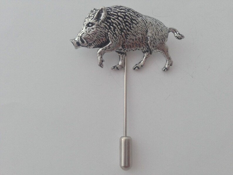 A71 Wild Boar 4 Lapel Stick pin English Pewter Handmade In Sheffield pin hat scarfs cravat