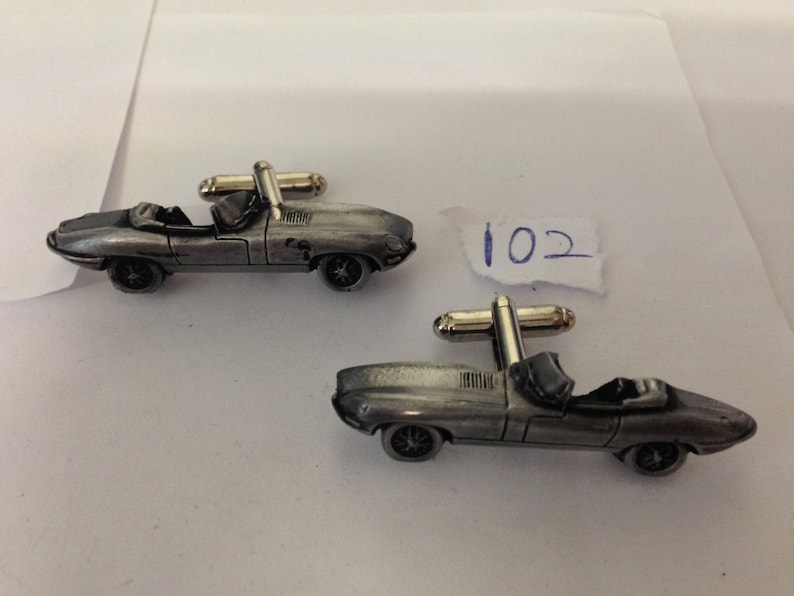 sport car E Type Series 1 Roadster 3D cufflinks classic car pewter effect ref102