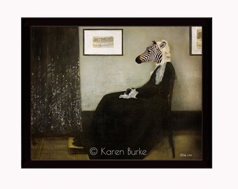 WHISTLER'S MOTHER'S NEIGHBOR, Karen Burke, James McNeill Whistler, limited edition, parody, funny, framed glossy metal print, Ehlers Danlos