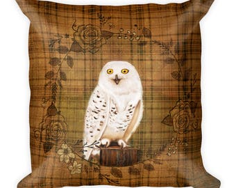 Black Cat Pillow Cat Art Whimsical Cat Surreal Owl II throw pillow original